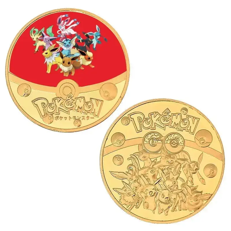 Pokemon Anime Gold Plated Gold Coin Game Commemorative Coin Pikachu Mewtwo Charizard Gold Coin Game Collection childrens gift