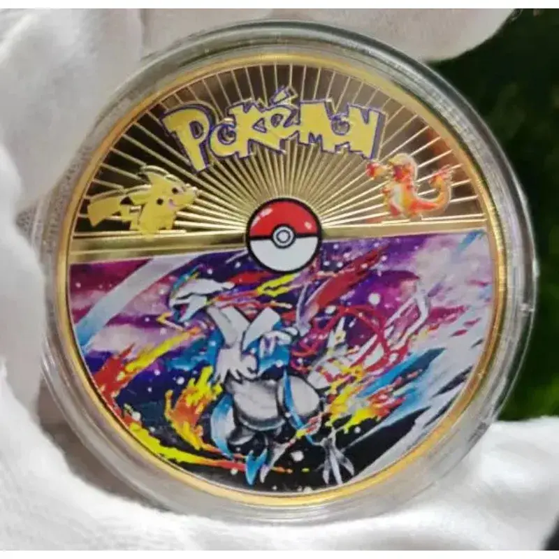 Pokemon Anime Gold Plated Gold Coin Game Commemorative Coin Pikachu Mewtwo Charizard Gold Coin Game Collection childrens gift