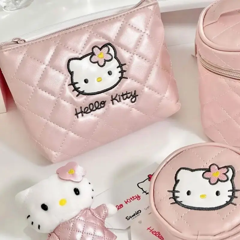 Hello Kitty 50Th Anniversary Coin Purse Compact Card Holder with Zipper Waterproof Fabric Cute Mini Wallet for Women Girls Gift