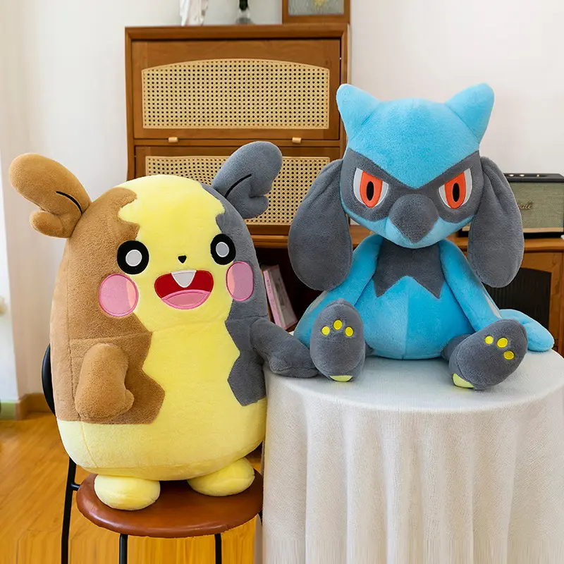 40/80cm Riolu Pokemon Pillow Doll Lucario Huge Plush Pokémon Plushie Anime Stuffed Toys Morpeko Birthday Soft Gift for Children