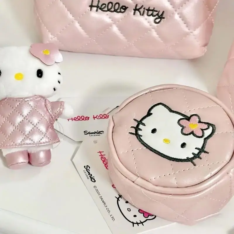 Hello Kitty 50Th Anniversary Coin Purse Compact Card Holder with Zipper Waterproof Fabric Cute Mini Wallet for Women Girls Gift