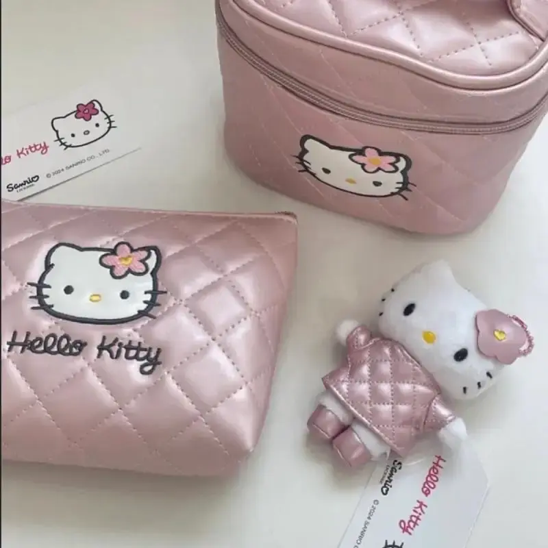 Hello Kitty 50Th Anniversary Coin Purse Compact Card Holder with Zipper Waterproof Fabric Cute Mini Wallet for Women Girls Gift