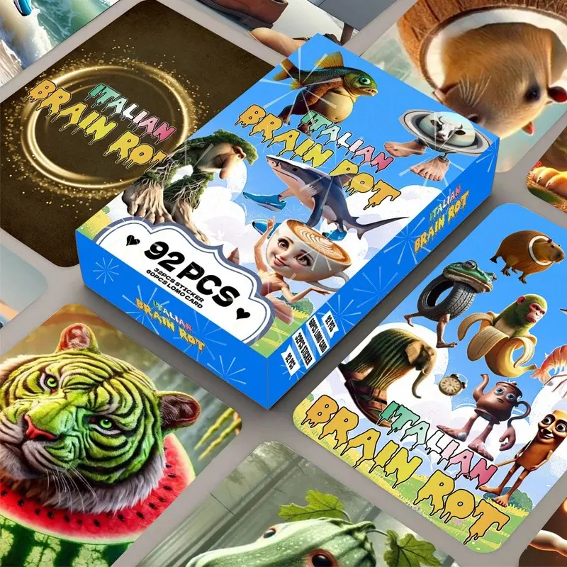 92pcs Tralalero Tralala Cards Kids Cartoon Tungtung Sahur Brainrot Classic Toy Collection Card Children Party Game Birthday Gift