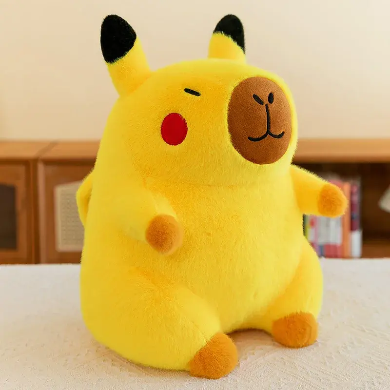 Cartoon Cute Pokemon Pikachu Capybara Plush Doll Toy Anime Pikachu Puffer Fish Capybara Pillow Doll Children's Birthday Gift Toy