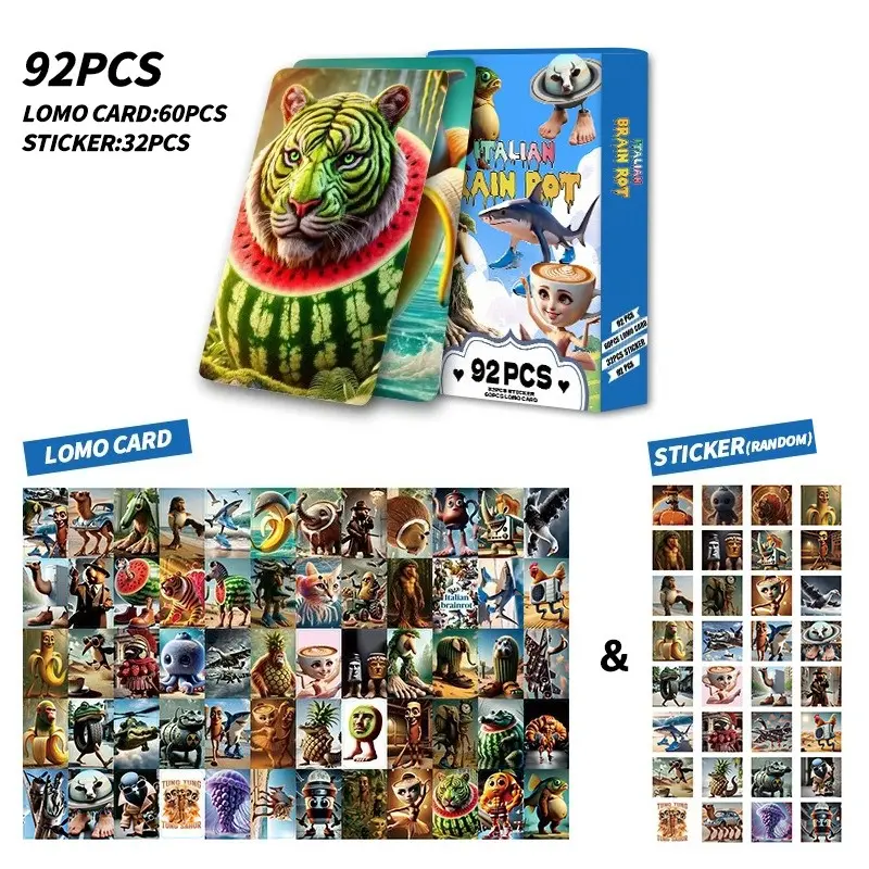92pcs Tralalero Tralala Cards Kids Cartoon Tungtung Sahur Brainrot Classic Toy Collection Card Children Party Game Birthday Gift