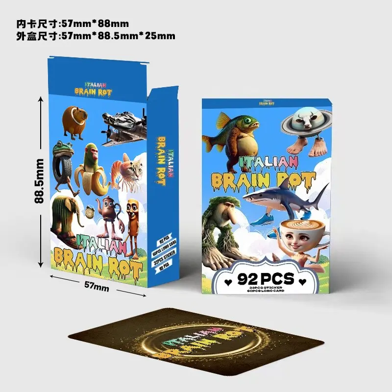 92pcs Tralalero Tralala Cards Kids Cartoon Tungtung Sahur Brainrot Classic Toy Collection Card Children Party Game Birthday Gift