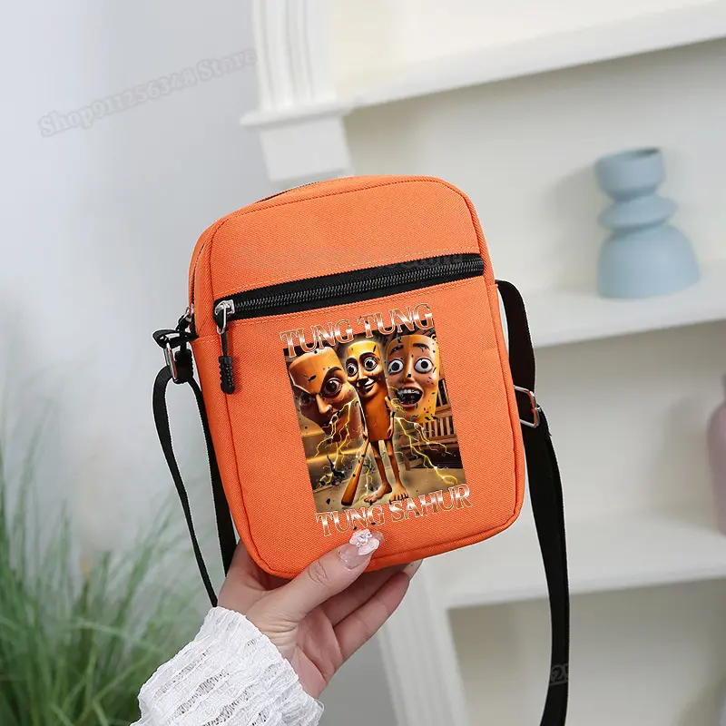 Funny Italian Brainrot Sling Bags Outdoor Leisure Shoulder Crossbody Bag Large Space Handbag Tung Tung Sahur Practical Durable