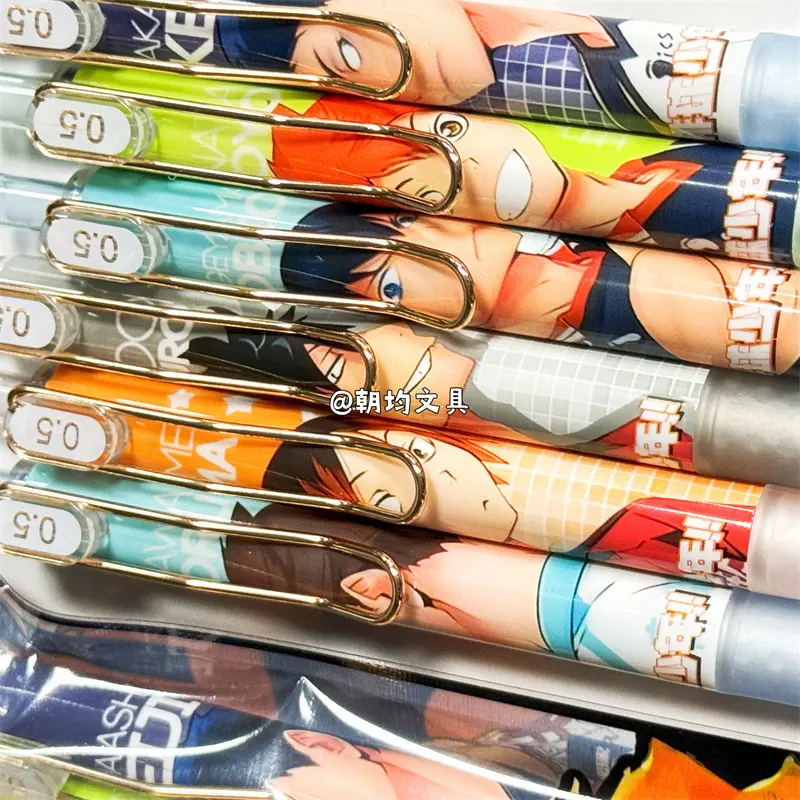6pcs Haikyuu Pen Set Anime Kenma Student Supplies Writing 0.5mm Ballpoint Pens Cartoon Stationery Study Office Supplies Pen Gift