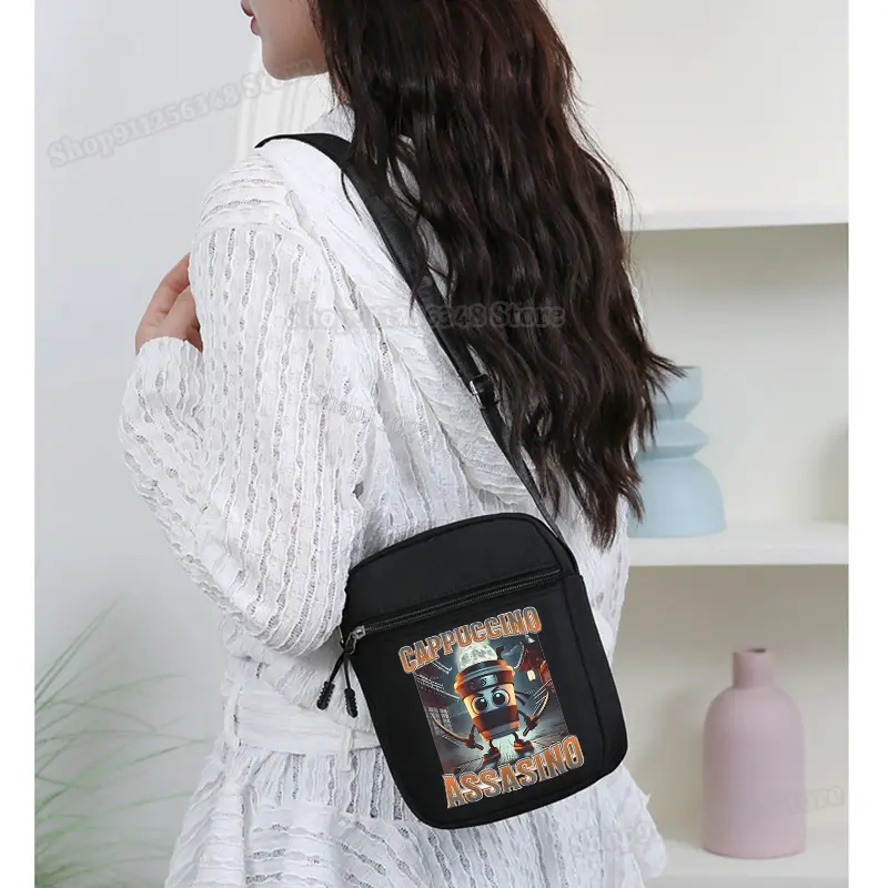Funny Italian Brainrot Sling Bags Outdoor Leisure Shoulder Crossbody Bag Large Space Handbag Tung Tung Sahur Practical Durable