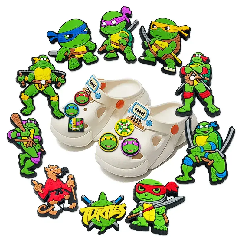 16pcs Ninja Turtle anime Cartoon Shoe Charms Shoe Buckle Decoration Children's Favorite Gifts Holiday Gifts Sandals Accessories