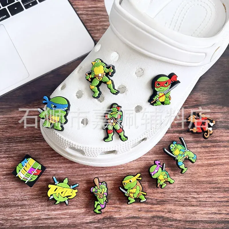 16pcs Ninja Turtle anime Cartoon Shoe Charms Shoe Buckle Decoration Children's Favorite Gifts Holiday Gifts Sandals Accessories