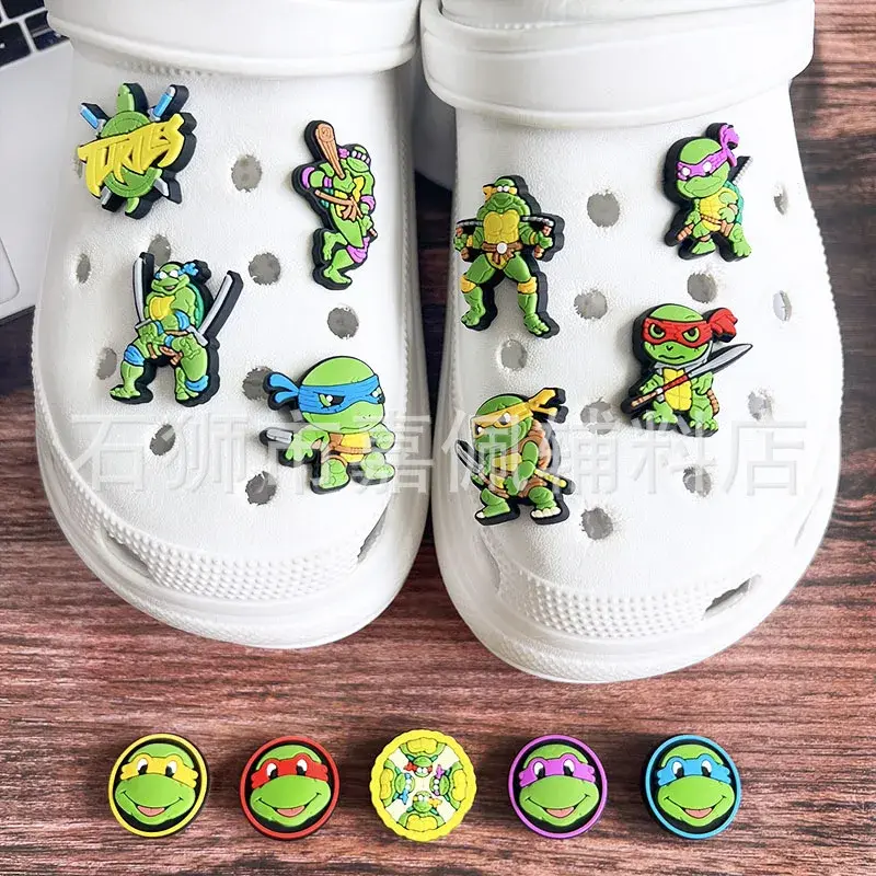16pcs Ninja Turtle anime Cartoon Shoe Charms Shoe Buckle Decoration Children's Favorite Gifts Holiday Gifts Sandals Accessories