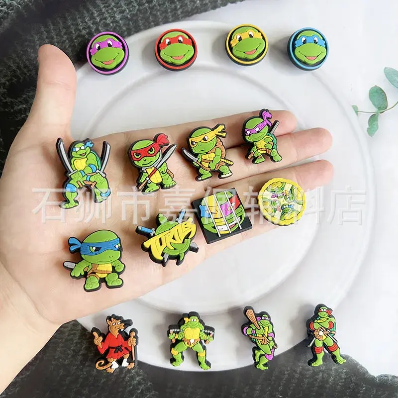 16pcs Ninja Turtle anime Cartoon Shoe Charms Shoe Buckle Decoration Children's Favorite Gifts Holiday Gifts Sandals Accessories