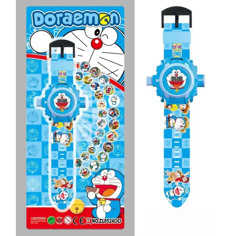 Hot Sales Cartoon Doraemon Anime Kid Cartoon Cool Ptojectio Watch Boy Flash Electronic Digital Student Toy Clock Children's Gift