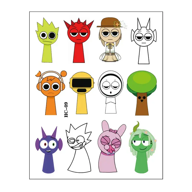Sprunki Sticker Kids Toys Kawaii Stickers Disposable Cartoon Sticker Baby Boys Birthday Party Decorations Children Birthday Gift