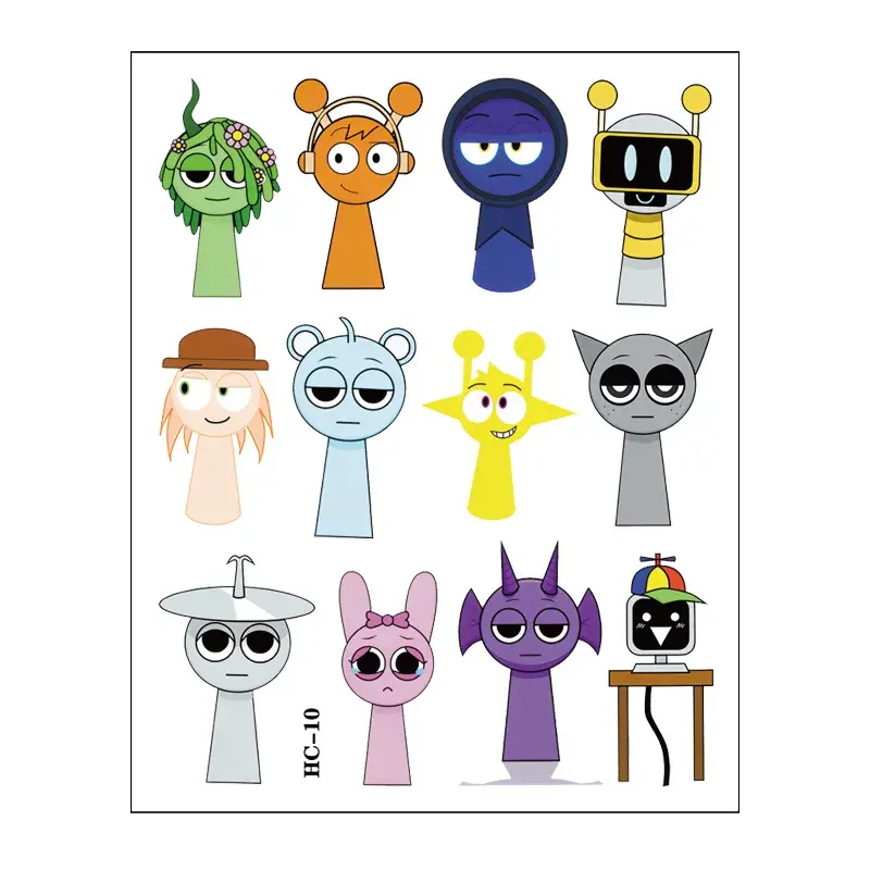 Sprunki Sticker Kids Toys Kawaii Stickers Disposable Cartoon Sticker Baby Boys Birthday Party Decorations Children Birthday Gift