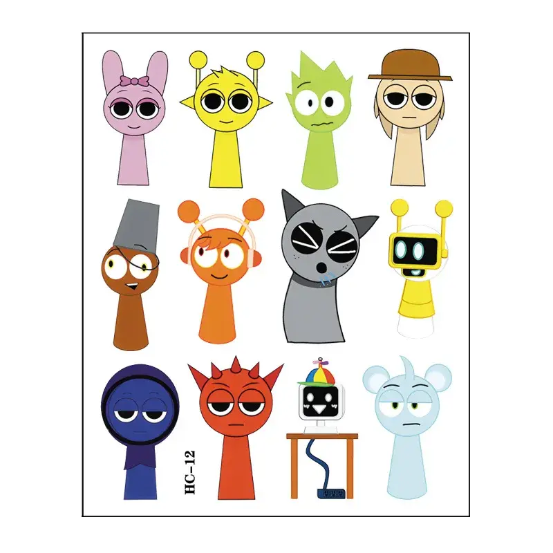 Sprunki Sticker Kids Toys Kawaii Stickers Disposable Cartoon Sticker Baby Boys Birthday Party Decorations Children Birthday Gift