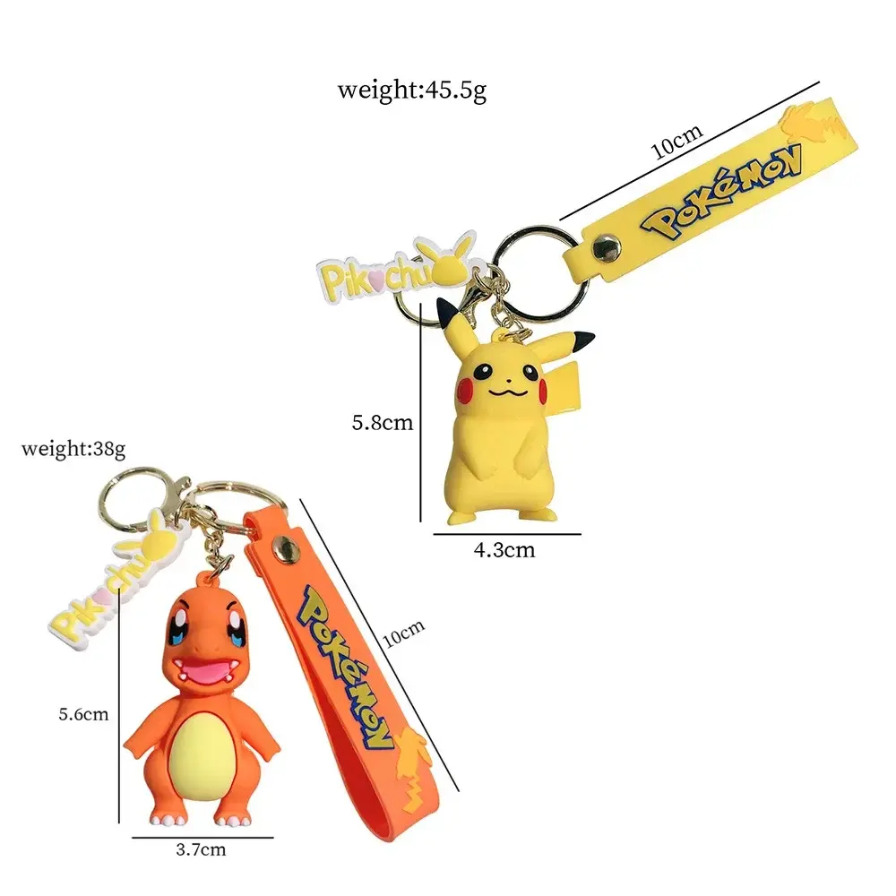 Pokemon Keychain Pikachu Anime Action Figure Toy Kawaii Cartoon Fashion Charmander Psyduck Doll Keyring Car Bag Pendant Kid Gift