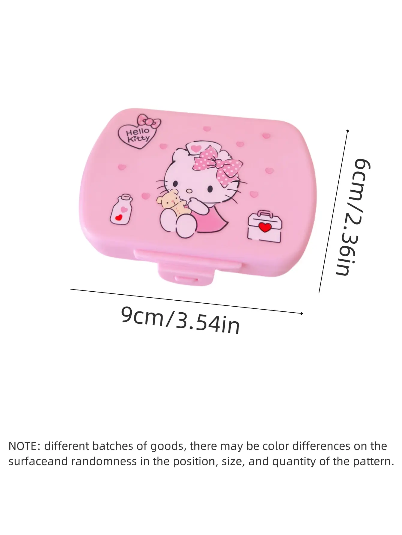 1pc Pill Storage Box With Cinnamoroll HelloKittyMelodyKuromi Patterns Lightweight Square Plastic Medicine Storage Box With Grids