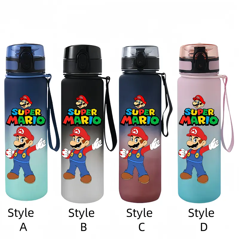 Super Mario 650ML Water Cup Large Capacity Portable Plastic Cartoon Cute Children Kettle Adult Outdoor Sports Water Bottle Gifts