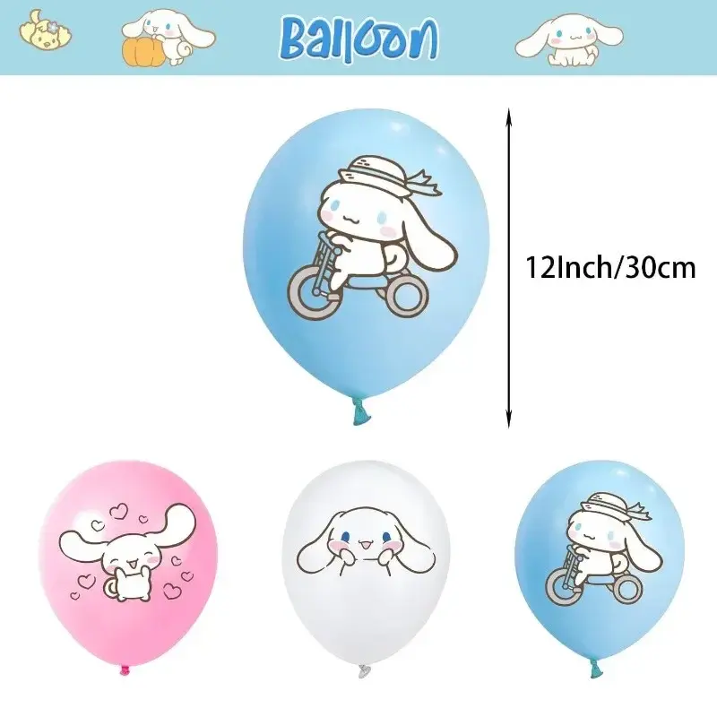Cinnamoroll Balloon Set Children's Birthday Party DIY Decoration Accessories Cute Cartoon Theme Banner Cake Festive Atmosphere
