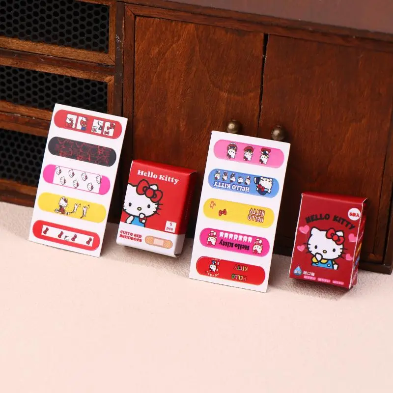 Sanrio KT Cat 1:12 Dollhouse Bandaid Miniature Hello Kitty Boxed Bandaid Model Decor Toy Doll House Accessories