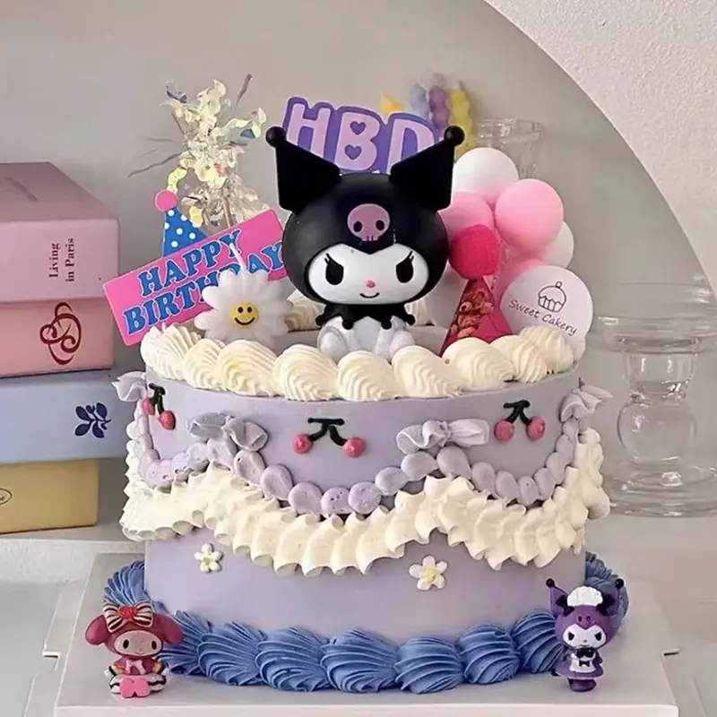 Sanrio Kuromi Cinnamoroll Pachacco Model Anime Cartoon Birthday Cake Topper Children's Toy Gift Cake Decoration