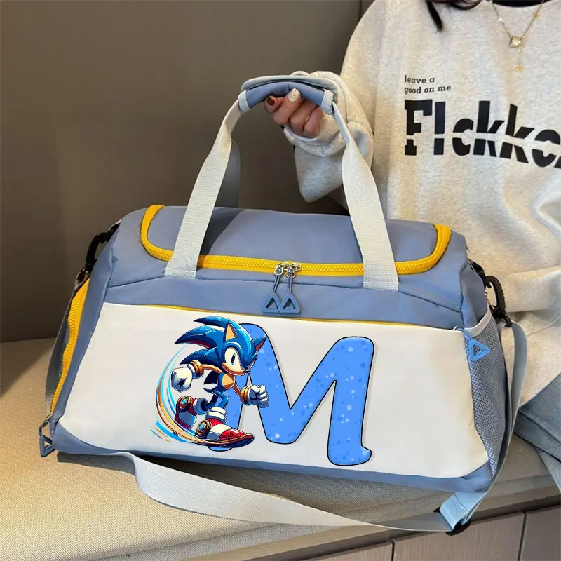 Sonics High-capacity Luggage Tote-bag Cartoon Letter A-Z Printed Traveling Bags Men Women Fashion Portable Yoga Fitness Handbag