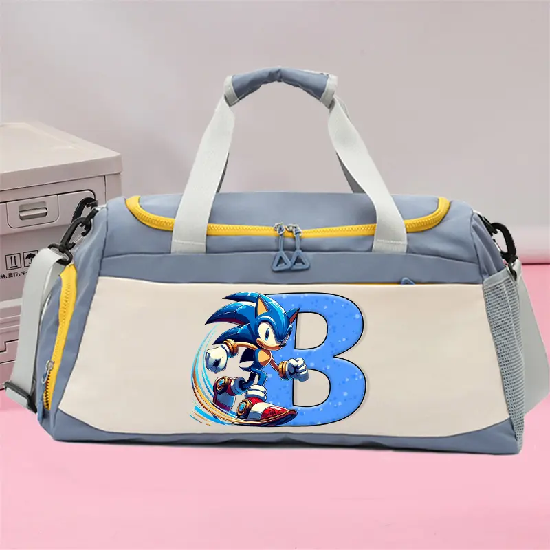 Sonics High-capacity Luggage Tote-bag Cartoon Letter A-Z Printed Traveling Bags Men Women Fashion Portable Yoga Fitness Handbag
