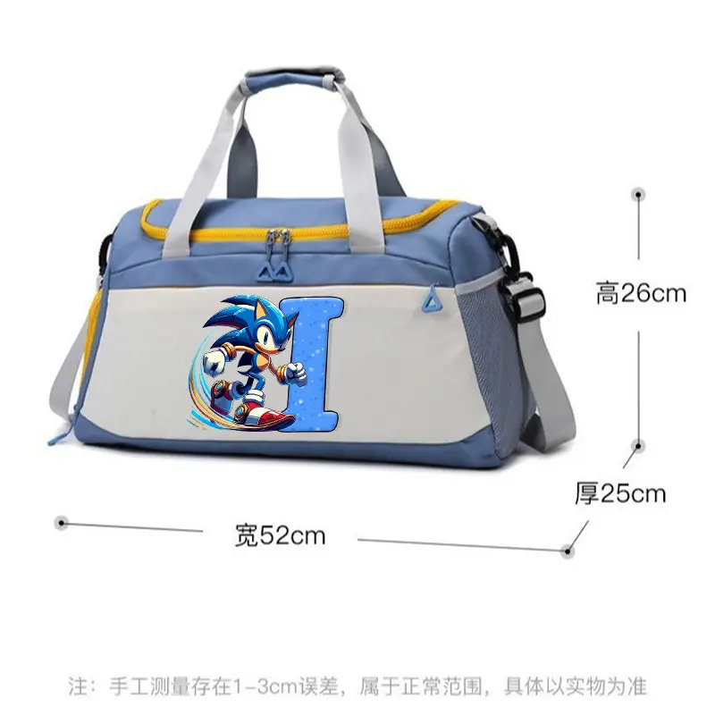Sonics High-capacity Luggage Tote-bag Cartoon Letter A-Z Printed Traveling Bags Men Women Fashion Portable Yoga Fitness Handbag