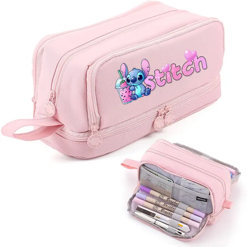 STITCH Large Capacity Stationery Case Durable Oxford Cloth Pencil Case Portable Organizer for School Office University Supplies