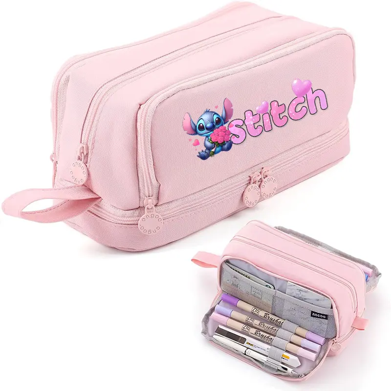 STITCH Large Capacity Stationery Case Durable Oxford Cloth Pencil Case Portable Organizer for School Office University Supplies