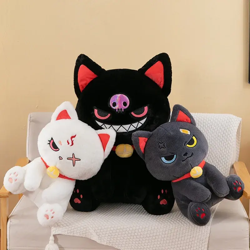 30-60cm Anime Dark Pirate Cat Plush Toys Funny Devil Pirate Cat Doll Stuffed Animal Toy Home Decor Kid Toy Birthday Xmas Gift
