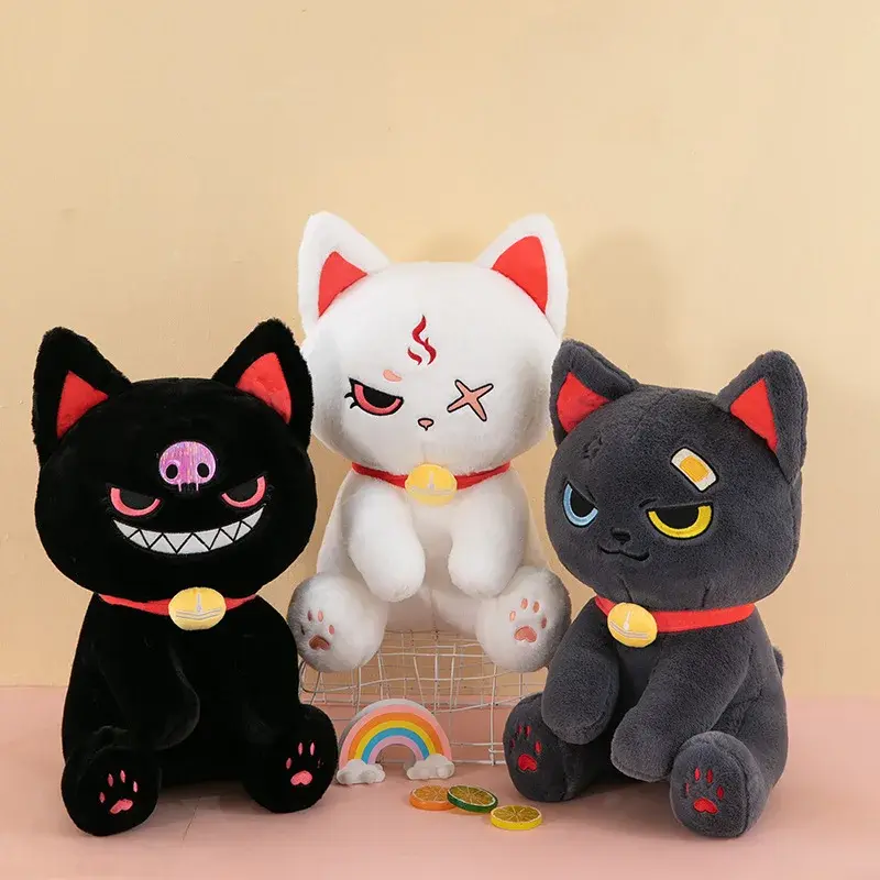 30-60cm Anime Dark Pirate Cat Plush Toys Funny Devil Pirate Cat Doll Stuffed Animal Toy Home Decor Kid Toy Birthday Xmas Gift