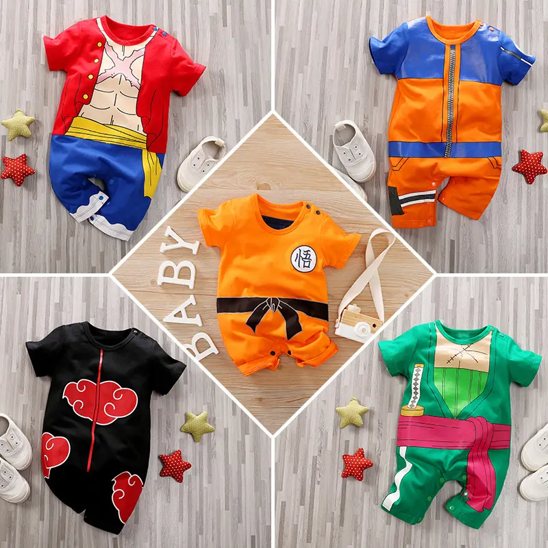 Newborn Costume Baby Anime Romper Boy Kakashi Akatsuki Chopper Zoro Vegeta Cosplay Clothes Infant Jumpsuit Clothes 0-18 Months