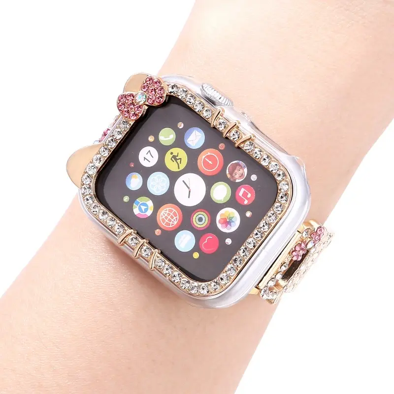 Sanrio Hello Kitty Metal Strap for Iwatch Watch Band 40mm 41mm 44mm 45mm 38mm 42mm Correa Kawaii Bracelet Series 3 4 5 6 SE 7 8