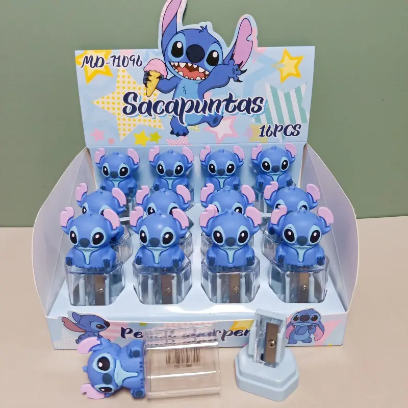2024 New Disney Anime Cartoon Cute Stitch Pattern Pencil Sharpener Children and Students School Stationery Supplies Kids Gifts