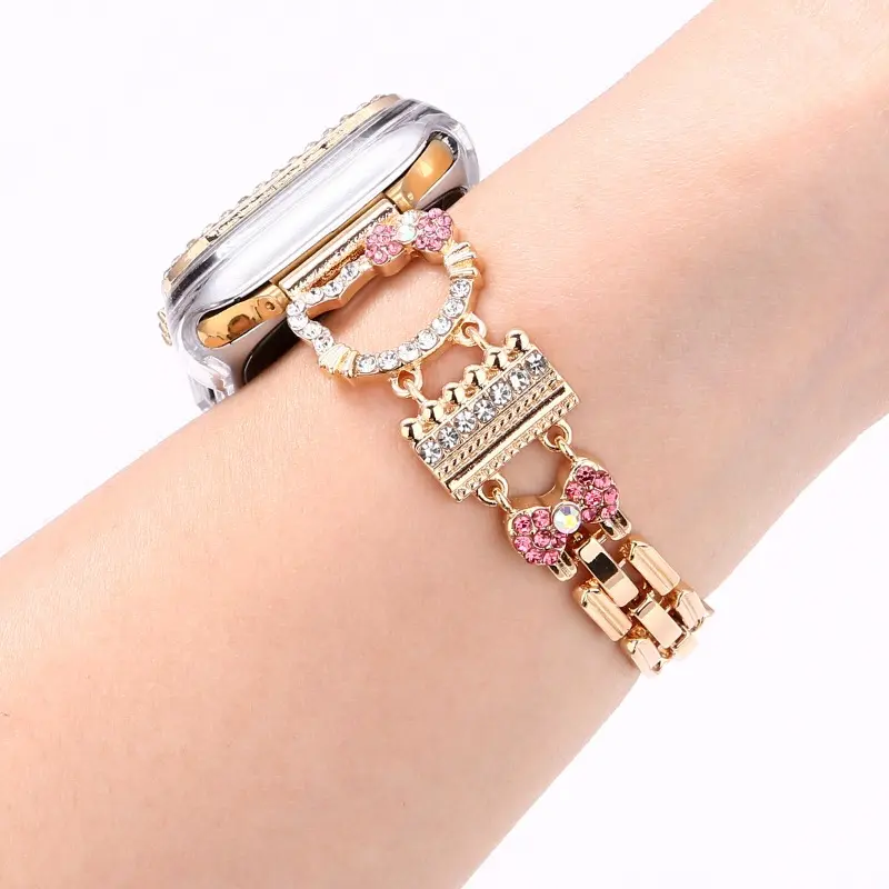 Sanrio Hello Kitty Metal Strap for Iwatch Watch Band 40mm 41mm 44mm 45mm 38mm 42mm Correa Kawaii Bracelet Series 3 4 5 6 SE 7 8