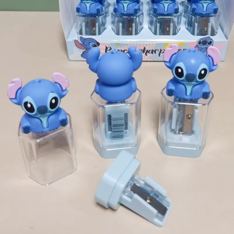 2024 New Disney Anime Cartoon Cute Stitch Pattern Pencil Sharpener Children and Students School Stationery Supplies Kids Gifts