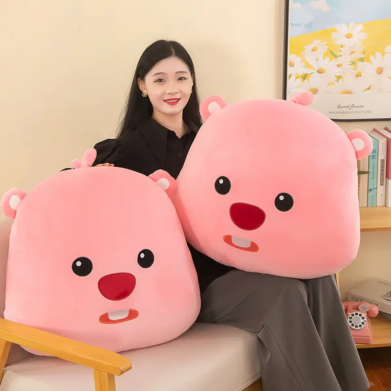 Loopy Miniso Peripheral New Beaver Pillow Plush Toy Sofa Cushion Nap Pillow Kawaii Best Gift For Christmas And New Year