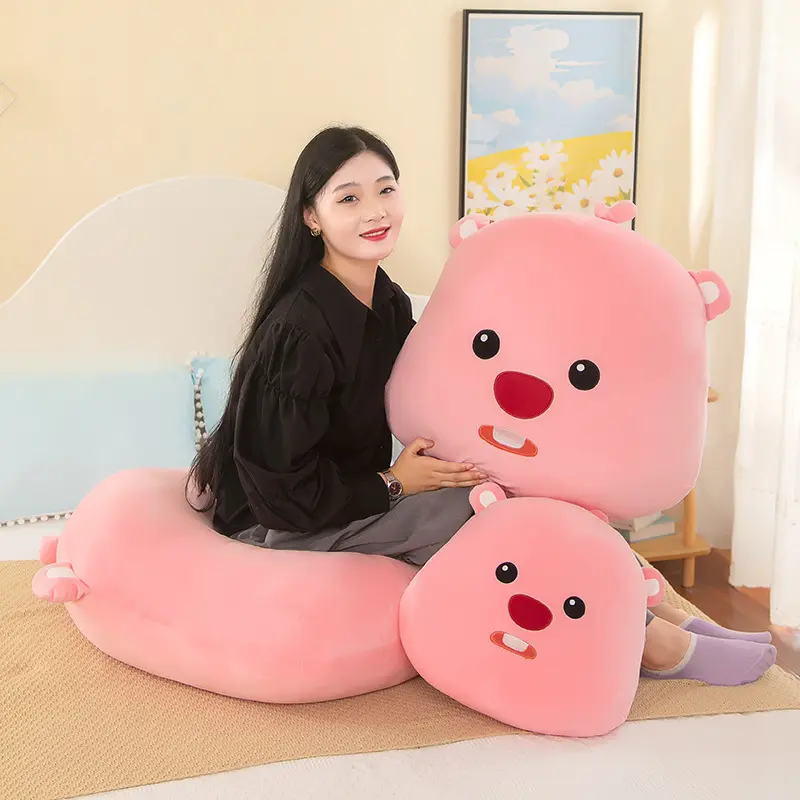 Loopy Miniso Peripheral New Beaver Pillow Plush Toy Sofa Cushion Nap Pillow Kawaii Best Gift For Christmas And New Year