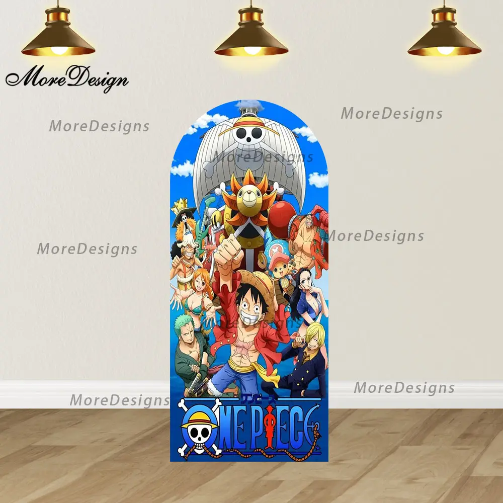 One Piece Arch Photo Backdrop Kids Birthday Party Photography Covers Baby Shower Doubleside Background Photo Booth Prop