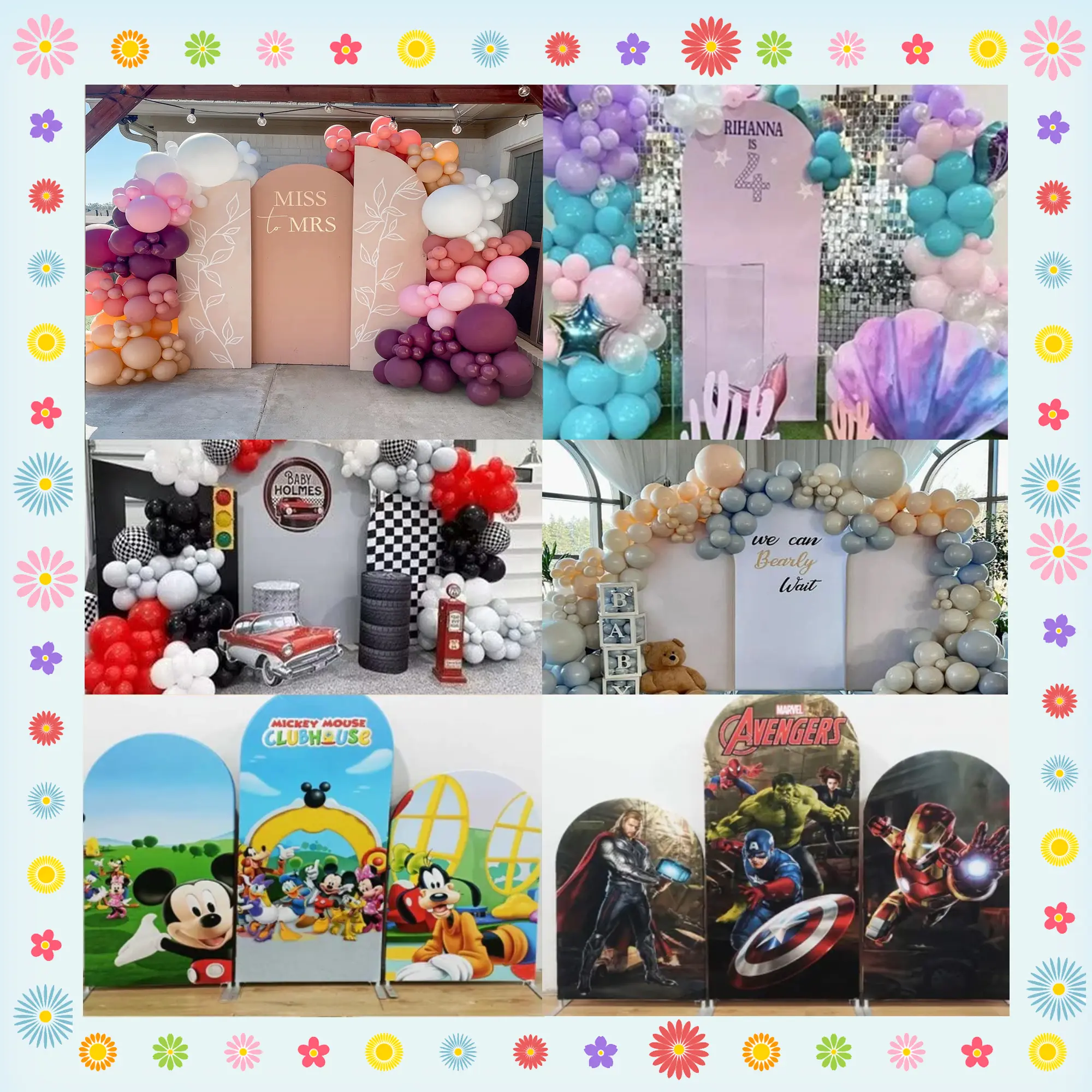 One Piece Arch Photo Backdrop Kids Birthday Party Photography Covers Baby Shower Doubleside Background Photo Booth Prop