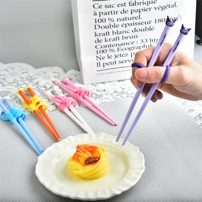 Sanrio My Melody Kuromi Cartoon Children's Learning Chopsticks Train Assisted Practice Kitty Kitchen Supplies Gifts for Children