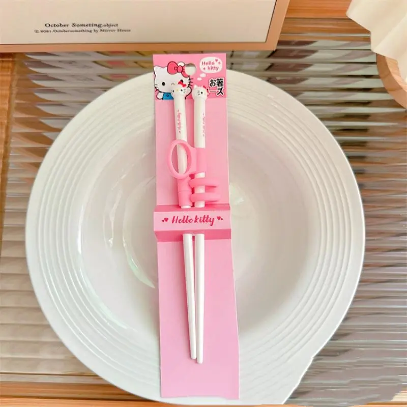 Sanrio My Melody Kuromi Cartoon Children's Learning Chopsticks Train Assisted Practice Kitty Kitchen Supplies Gifts for Children