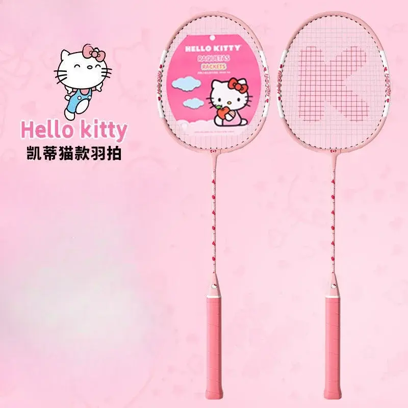 Hello Kitty cute kawaii anime peripheral badminton racket set creative durable ultra-light double racket sports badminton gift