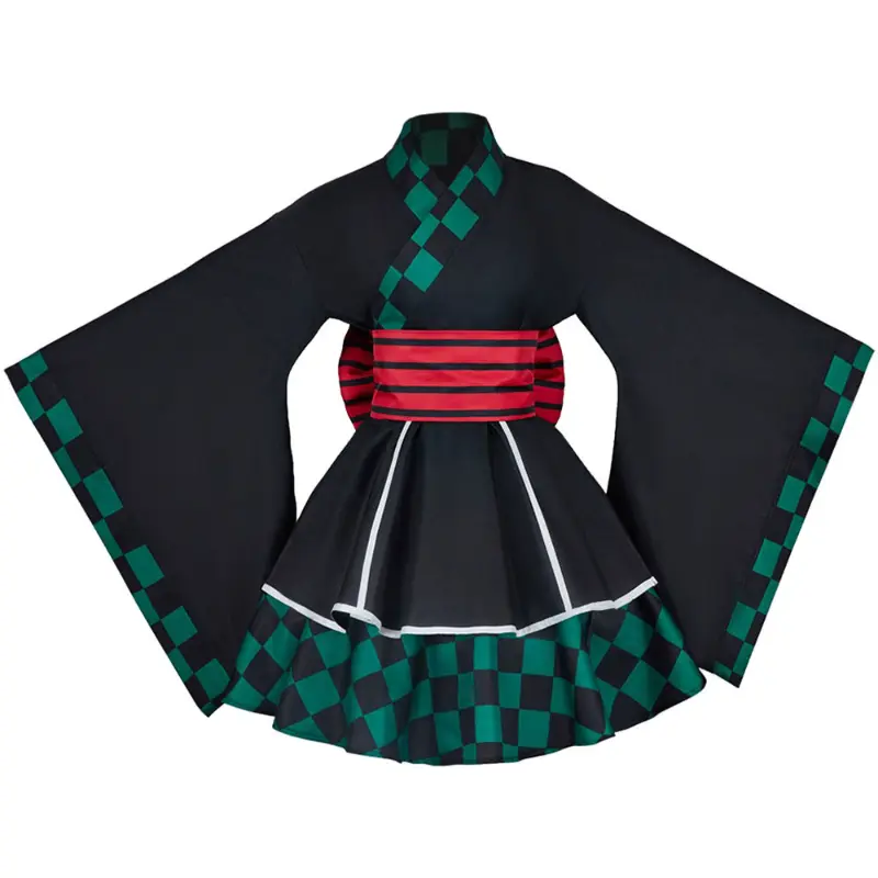 Anime Demon Slayer Kimono Maid Dresses Kamado Nezuko Cosplay Costume Japanese Kimonos Women Lolita Dress Halloween Party Gifts