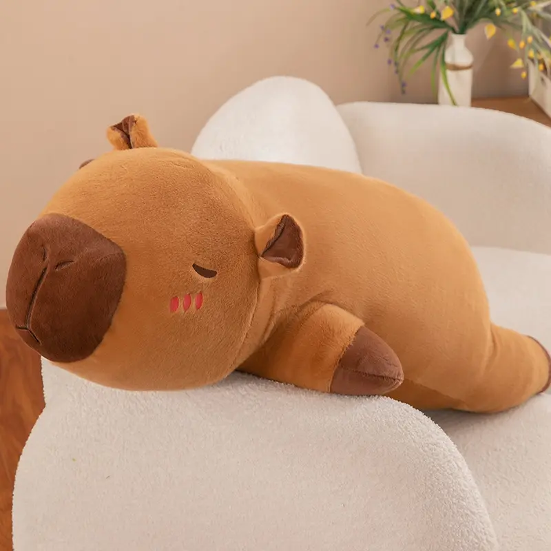 Kawaii Capybara Plush Toy Stuffed Capibara Fluffy Doll Long Sleep Soft Pillow Sofa Cushion Sleeping Children Toys Gift