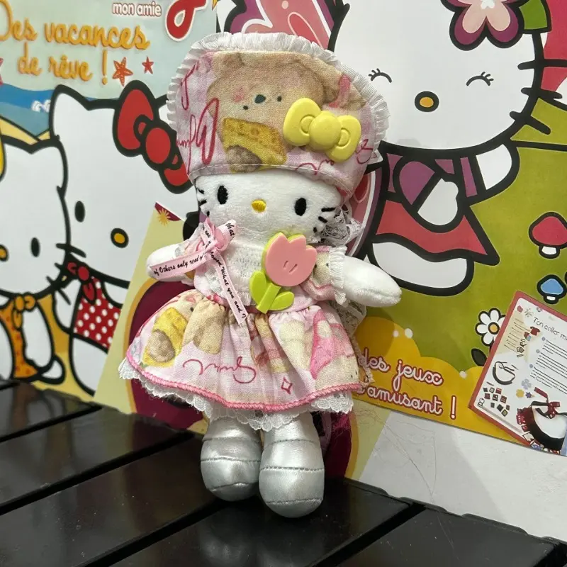 Summer Dress Kawaii Long Legs Hellokittys Plush Doll Cute Cartoon Girl Tote Bag Pendant Sanrios Kawaii Keychain Toys Gift New