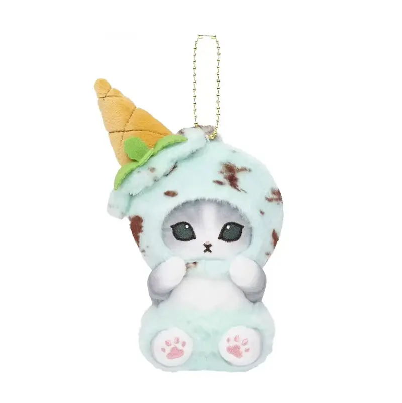 Kawaii Mofusand Shark Cat Japanese Ice Cream Series Plush Toys Keychain Backpack Cute Pendant Boys Girls Christmas Creative Gift